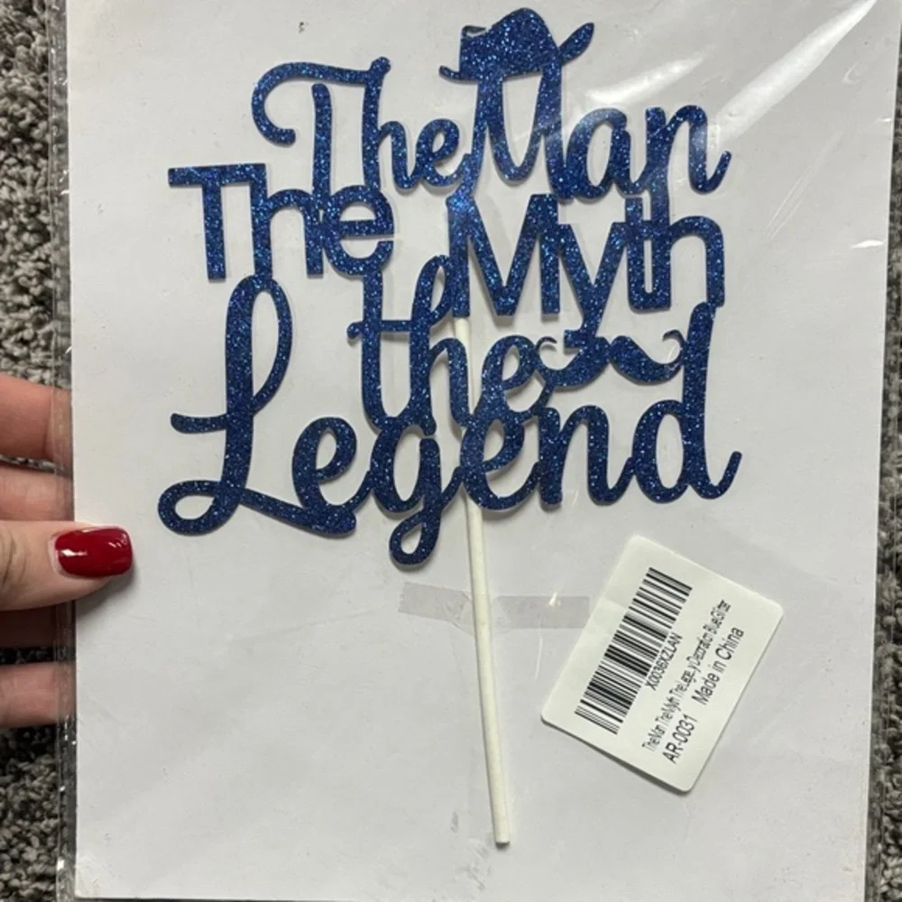Blue Glitter Cake Topper - The Man The Myth The Legend